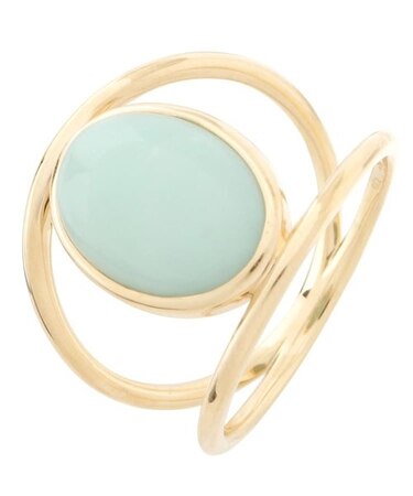 K10カラーストーン（アクアプレーズ） オーバルカボション ダブルアームリング