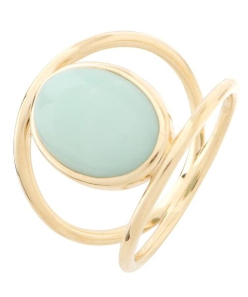 K10カラーストーン（アクアプレーズ） オーバルカボション ダブルアームリング