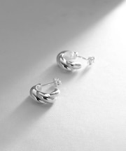 シルバー スモールフープ クロワッサンピアス