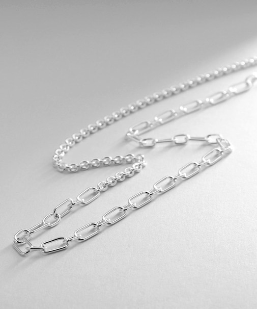 シルバー ミックスネックレス ケーブルチェーン２ＷＡＹネックレス