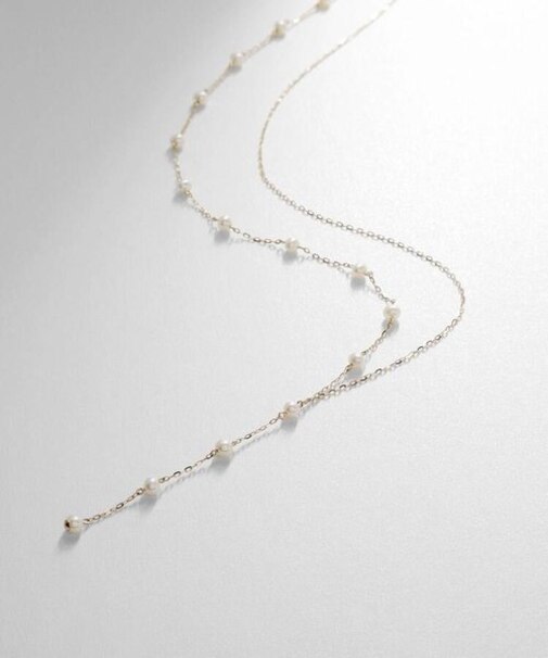 K10パールアシンメトリー Y字ネックレス