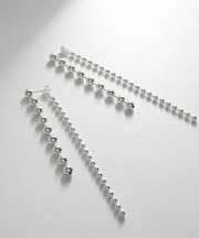 シルバー チェーンピアス ボール フロントバック