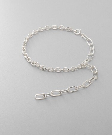 シルバー ハンギングミックスケーブルチェーン ブレスレット