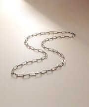 プラチナ 中空プリムケーブルチェーン ネックレス（XL）