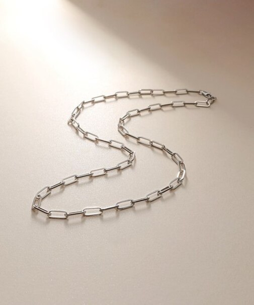 プラチナ 中空プリムケーブルチェーン ネックレス（XL）