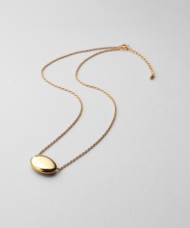 シルバー ホロウオーバルシェイプネックレスS GP