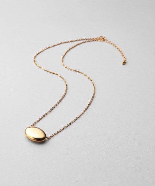 シルバー ホロウオーバルシェイプネックレスS GP