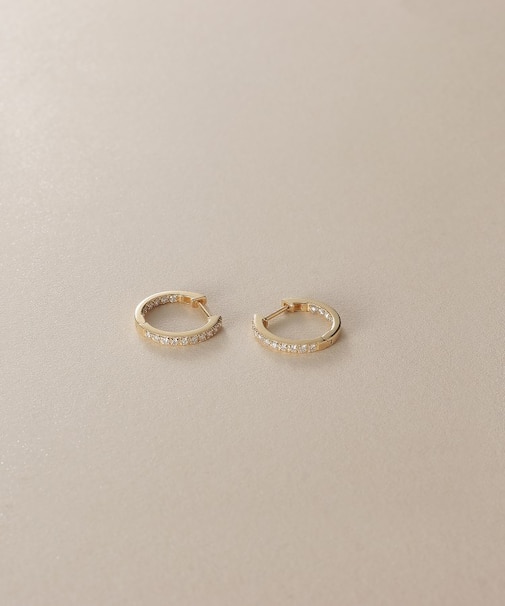 K10ダイヤモンド インサイドダイヤ 中折れピアス