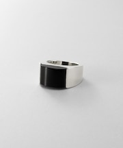 シルバー オニキス バフトップカットリング