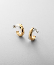 シルバー コンビカラー スモールフープ ダブルプランプピアス