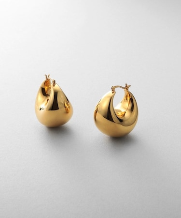 シルバー ホロウフープ バルブドロップピアスGP