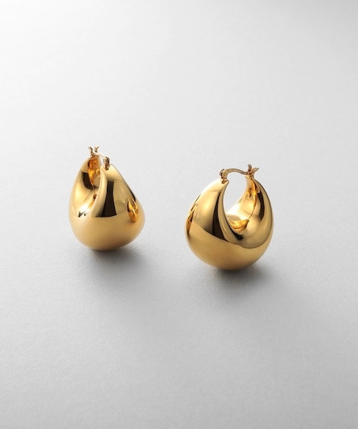 シルバー ホロウフープ バルブドロップピアスGP