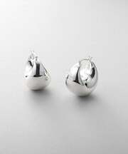 シルバー ホロウフープ バルブドロップピアス
