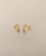 K18ダイヤモンド スクエアカーブライン スタッドピアス