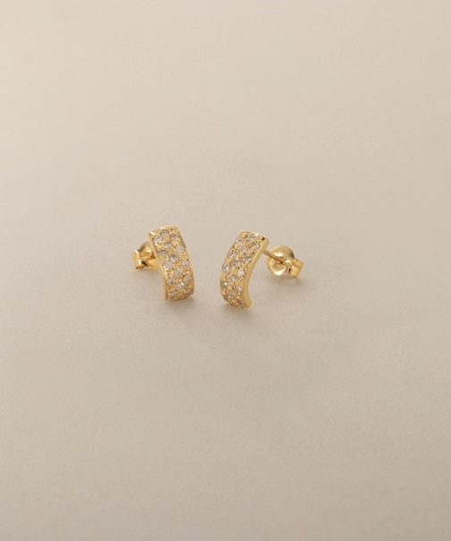 K18ダイヤモンド スクエアカーブライン スタッドピアス