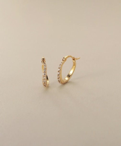 K10ダイヤモンド グラデカーブ フープピアス