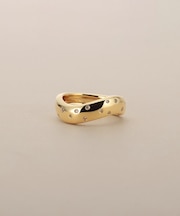 K18ウェーブラインドット リング太