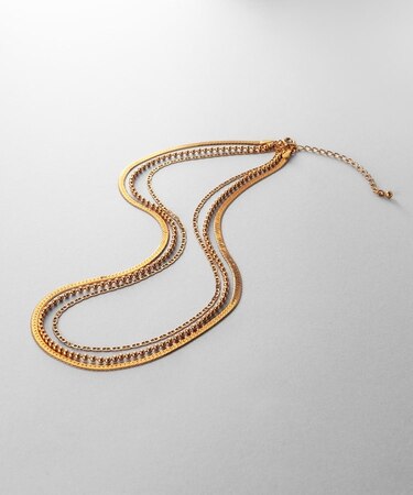 シルバー コンビネーションチェーン フラットスネーク マリン ボールネックレスGP