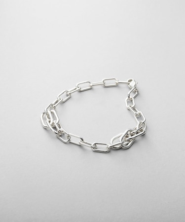 シルバー デザインチェーン ケーブルタングルブレスレット