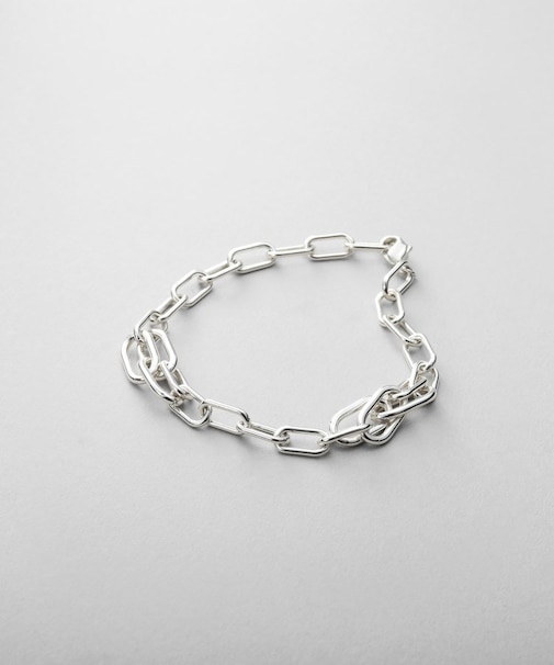シルバー デザインチェーン ケーブルタングルブレスレット