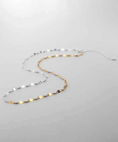 シルバー コンビカラー デュアルペタルネックレス