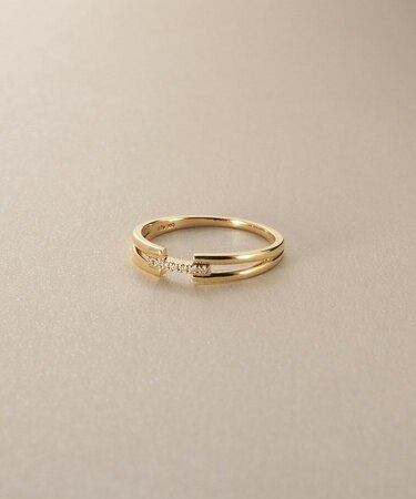 K10ダイヤモンド ブリッジ リング