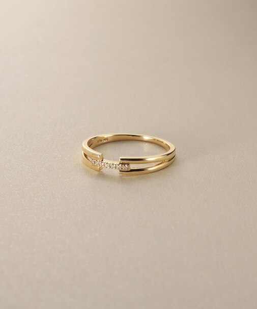 K10ダイヤモンド ブリッジ リング