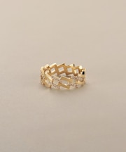 K10ダイヤモンド ダブルダイアゴナルライン リング