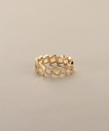 K10ダイヤモンド ダブルダイアゴナルライン リング