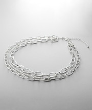 シルバー ミックスチェーン ケーブル ベネチアンネックレス