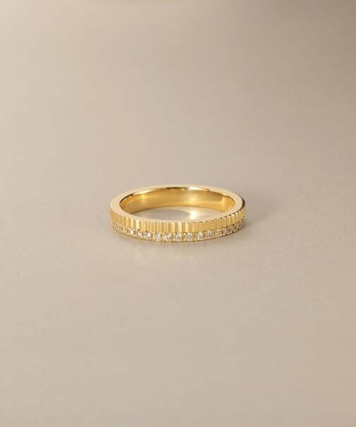 K18ダイヤモンド 縦溝 リング