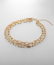 シルバー ミックスチェーン ケーブル ベネチアンネックレスGP