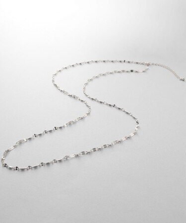 シルバー デザインチェーン デュアルペタルネックレス(60cm)