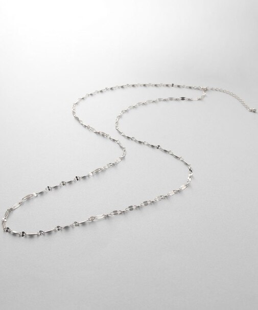 シルバー デザインチェーン デュアルペタルネックレス(60cm)