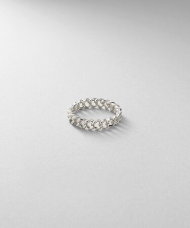 シルバー カーブチェーンモチーフピンキーリング