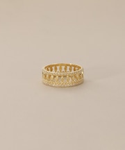 K18ダイヤモンド 切子×ミル リング大