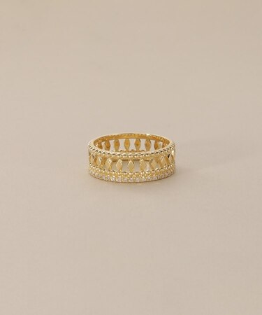 K18ダイヤモンド 切子×ミル リング大