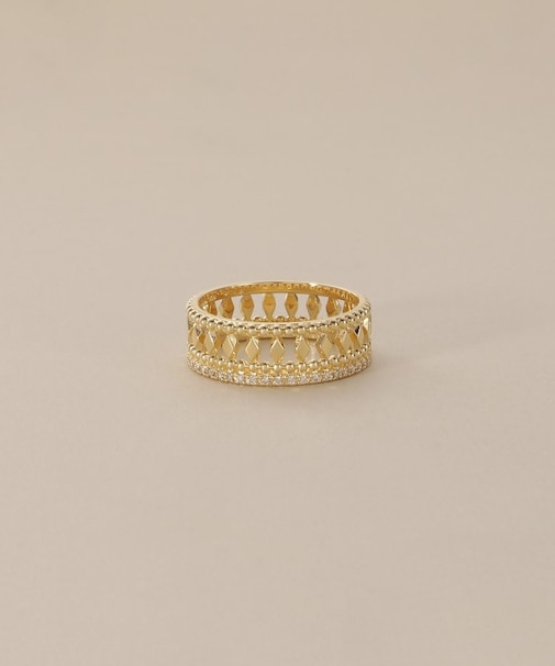 K18ダイヤモンド 切子×ミル リング大