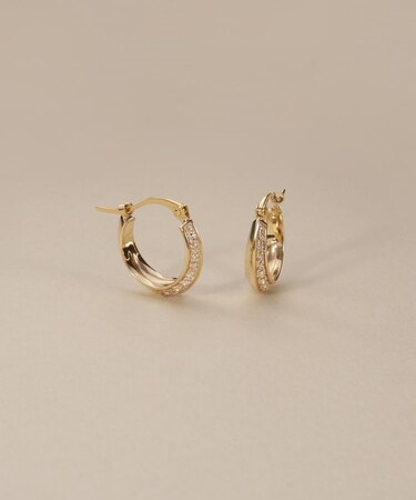 K10ダイヤモンド しのぎテーパード フープピアス