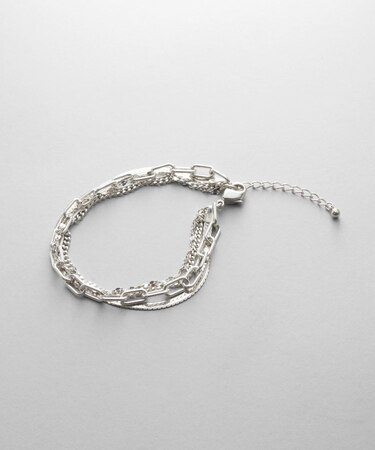 シルバー コンビネーションチェーン クアッドブレスレット