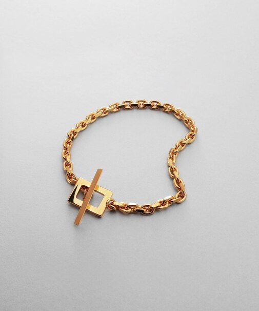 シルバー カットケーブルチェーン レクタングルマンテルブレスレット S GP