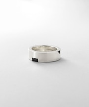 シルバー オニキス バケットカットフラットリング