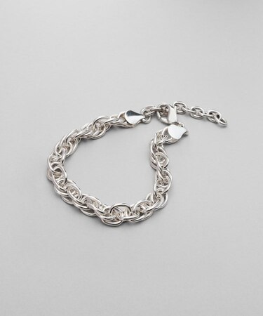 シルバー デザインチェーン ダブルケーブルブレスレット