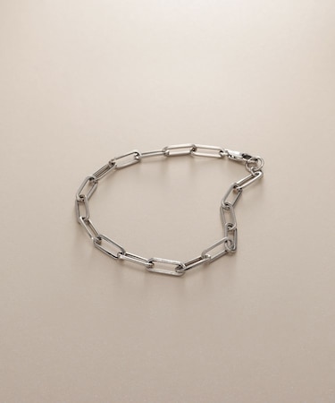 プラチナ 中空プリムケーブルチェーンXL ブレスレット