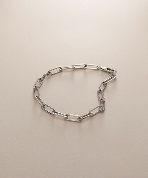 プラチナ 中空プリムケーブルチェーンXL ブレスレット