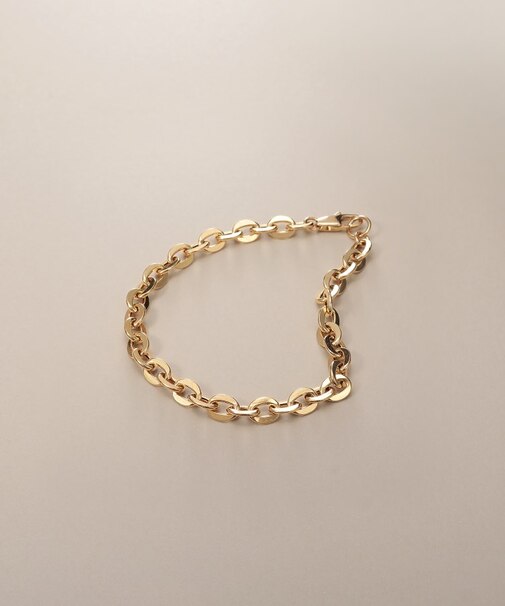 K18中空フラットアズキチェーン ブレスレットL