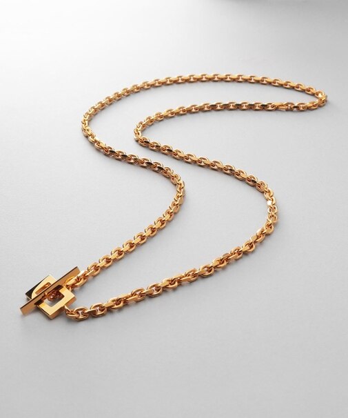 シルバー カットケーブルチェーン レクタングルマンテルネックレス（55cm） GP