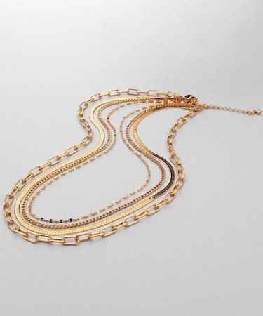 シルバー コンビネーションチェーン クアッドネックレス GP