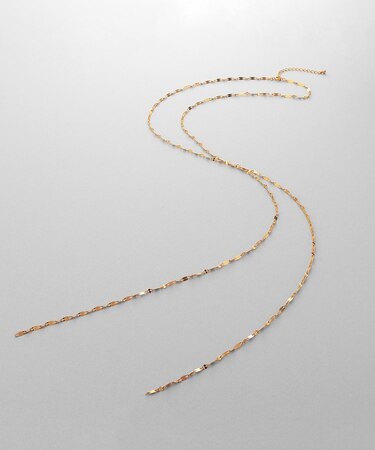 シルバー デザインチェーン デュアルペタル フリンジYネックレス GP