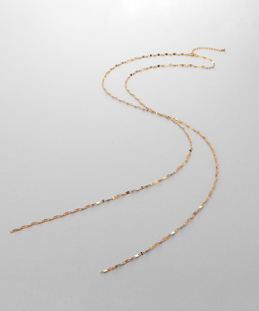 シルバー デザインチェーン デュアルペタル フリンジYネックレス GP